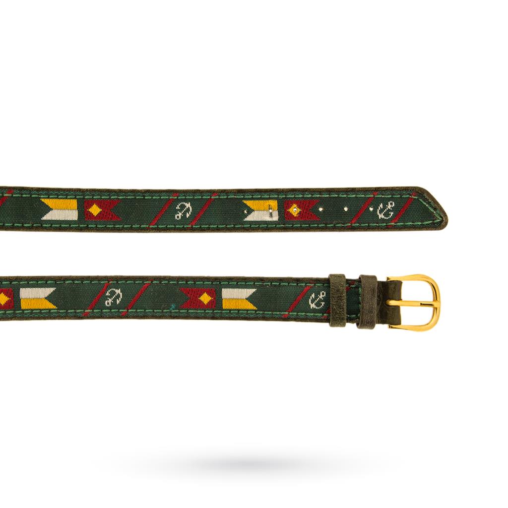 Cinturino pelle e tessuto trama marinara 12mm - 