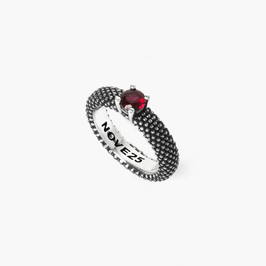 925 silver wedding ring with red corundum Size 14 - NOVE25