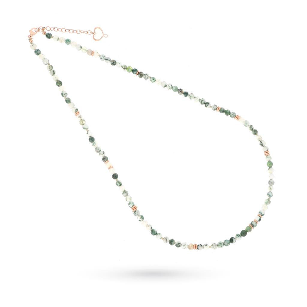 Collana lunga in agata verde in argento rosa - MAMAN ET SOPHIE