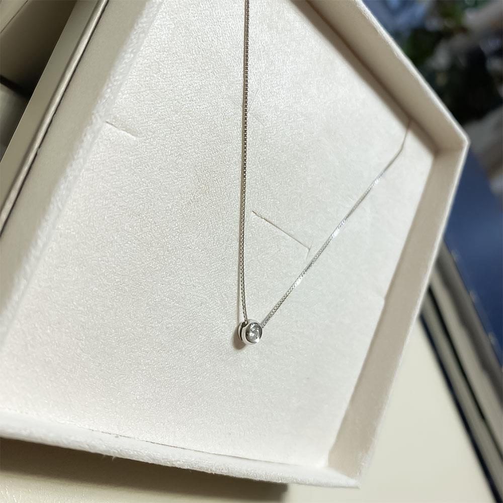  White gold solitaire necklace with 0.07ct diamond - LUSSO ITALIANO