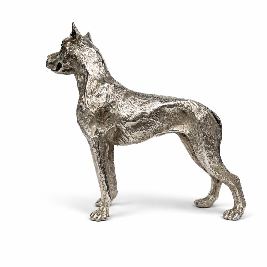  Statua cane Alano in argento 800 &ndash; Scultura decorativa 12 cm - 