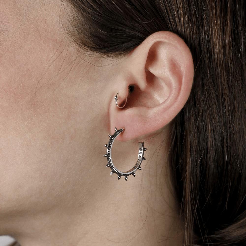 Orecchini coppia etnici cerchio medio argento brunito Nove25 - NOVE25