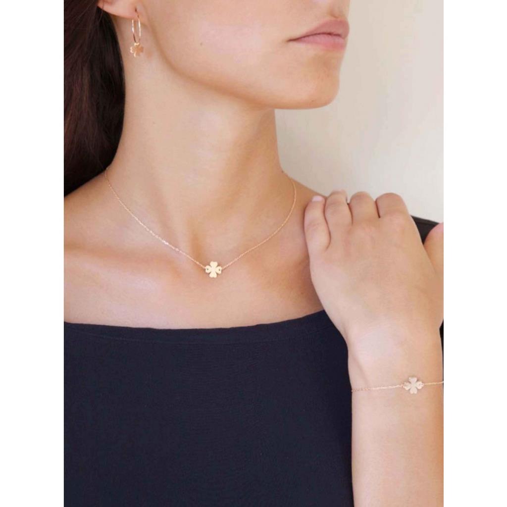 Bracciale catena quadrifoglio piccolo argento rosa BR00910PS - MAMAN ET SOPHIE