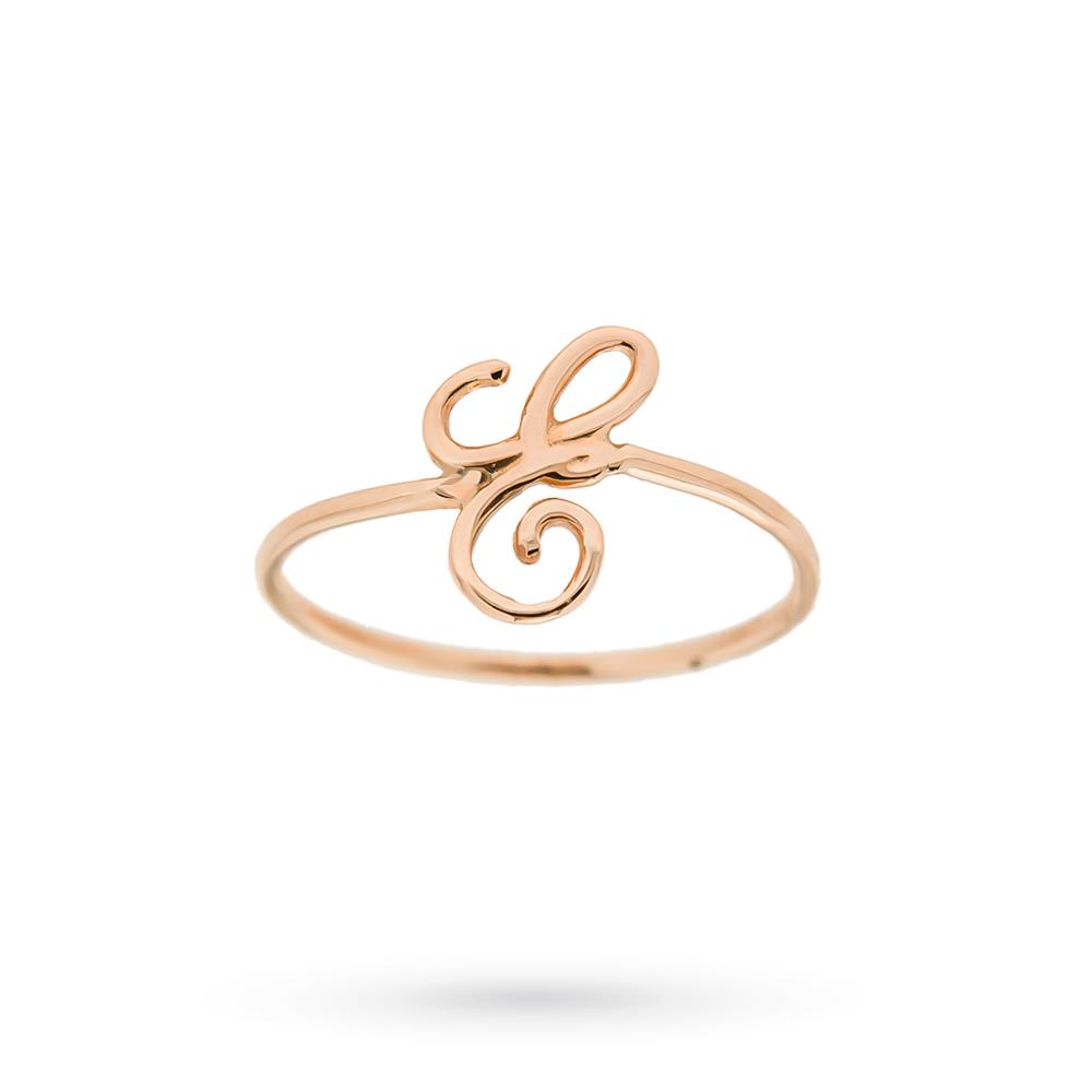 Initial E ring in 18kt rose gold wire - PINOMARINO