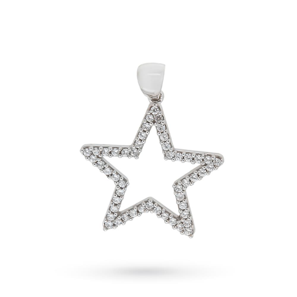Ciondolo stella oro bianco 18kt zirconi bianchi - LUSSO ITALIANO