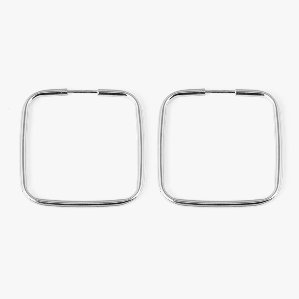 Pair of square and round wire earrings in rhodium-plated silver Nove25 - NOVE25