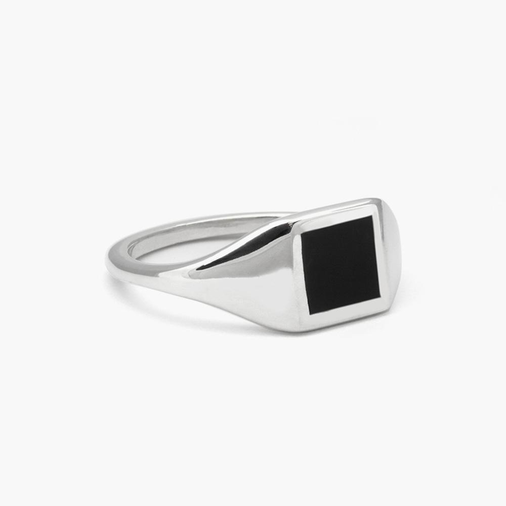 Nove25 glossy black silver enamel square chevalier - NOVE25
