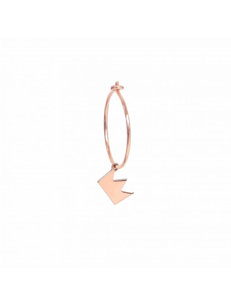 Single hoop pendant earring with Aurum 18kt rose gold crown - MAMAN ET SOPHIE