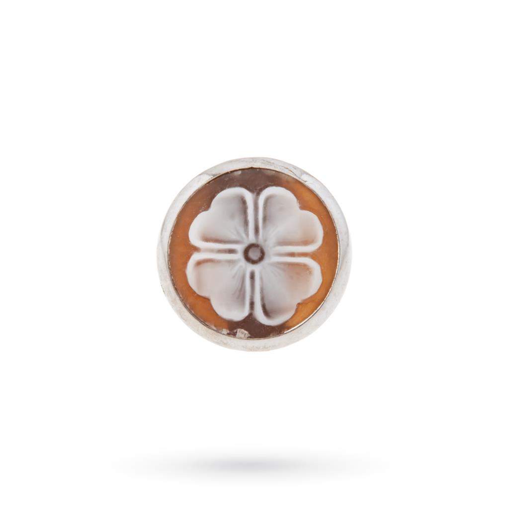  925 silver cufflinks four-leaf clover cameo - CAMEO ITALIANO