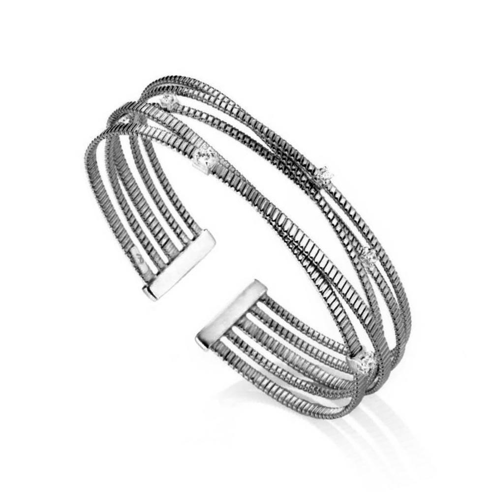Bracciale rigido 5 fili Twist argento brunito Marcello Pane - MARCELLO PANE