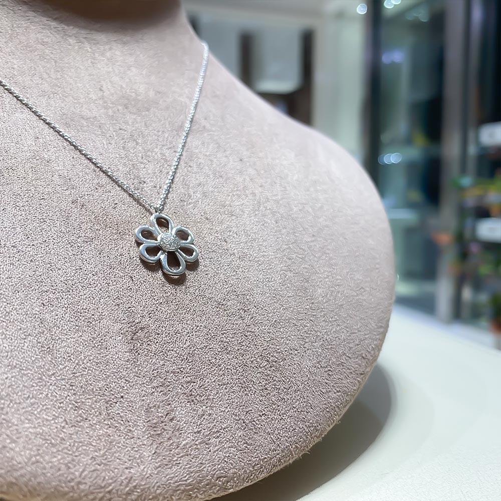  Giorgio Visconti white gold flower necklace with diamonds - GIORGIO VISCONTI