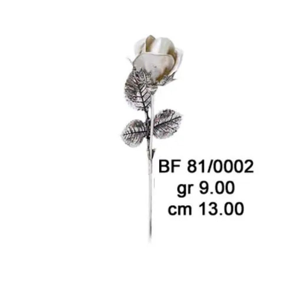 Rosa Piccola Ambra Petali Patinati Soprammobile Argento