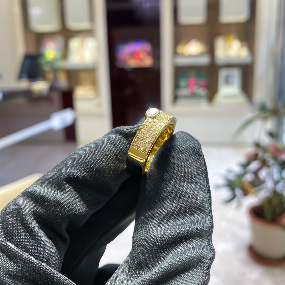  18kt yellow gold band oval diamond pavé brilliants RFJewels  - RF JEWELS