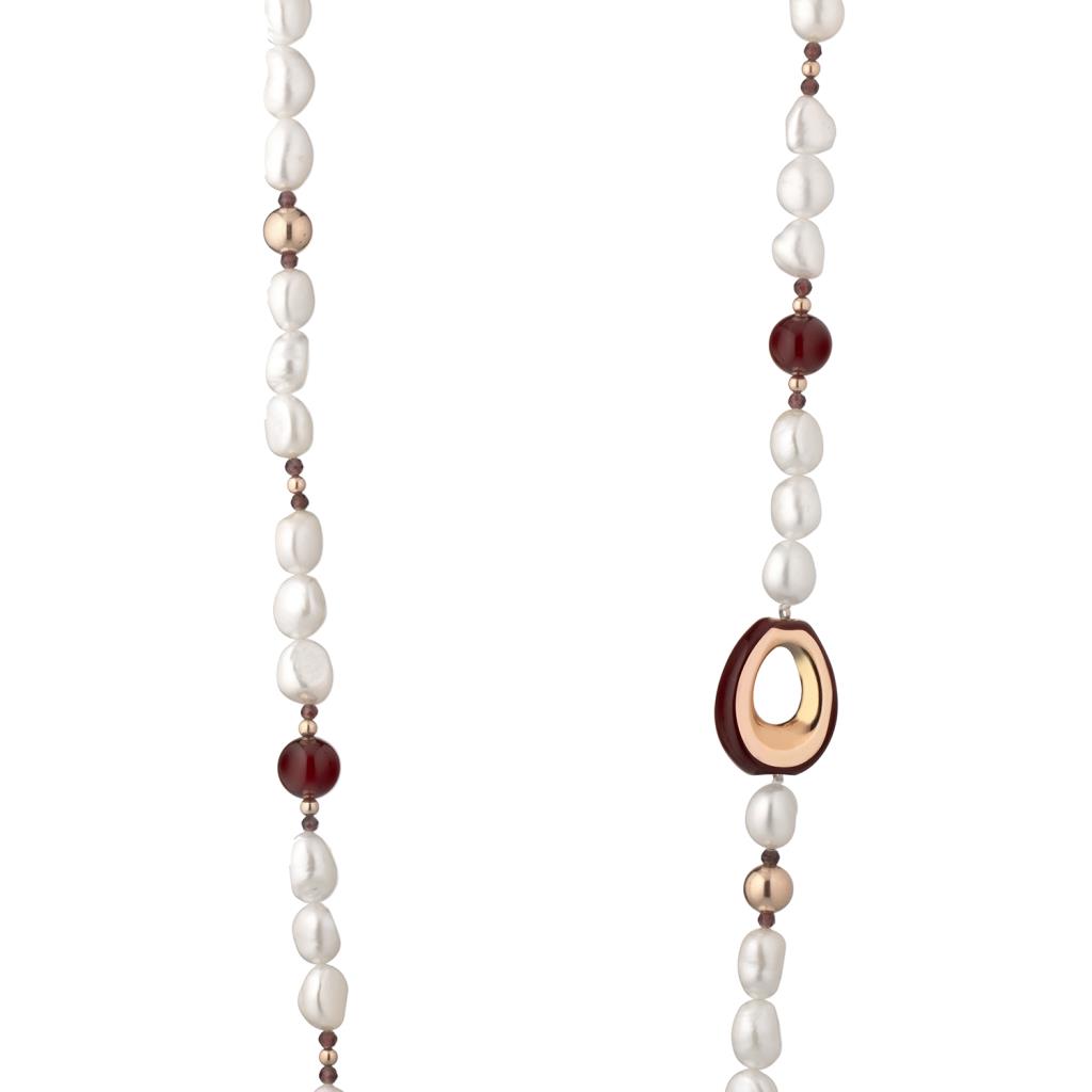  Collana lunga perle agata bordeaux goccia smaltata - GLAMOUR