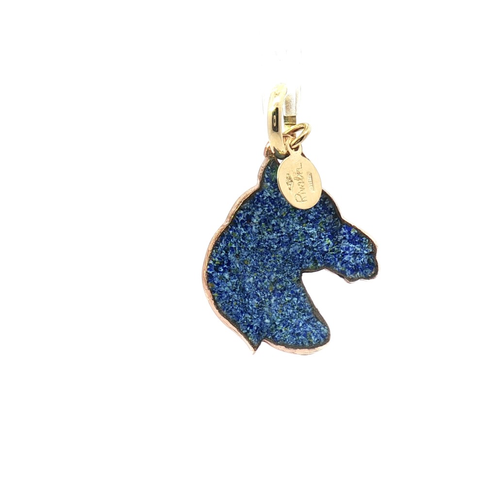  Personalized Horse Head Pendant with Copper Base and Yellow Gold Backing - GABRIELLA RIVALTA