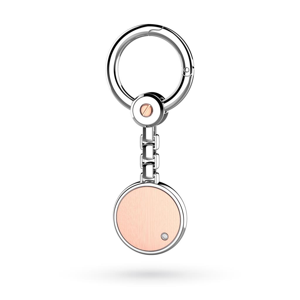 Zancan ESP005R keyring in silver and rose gold with sapphire - ZANCAN