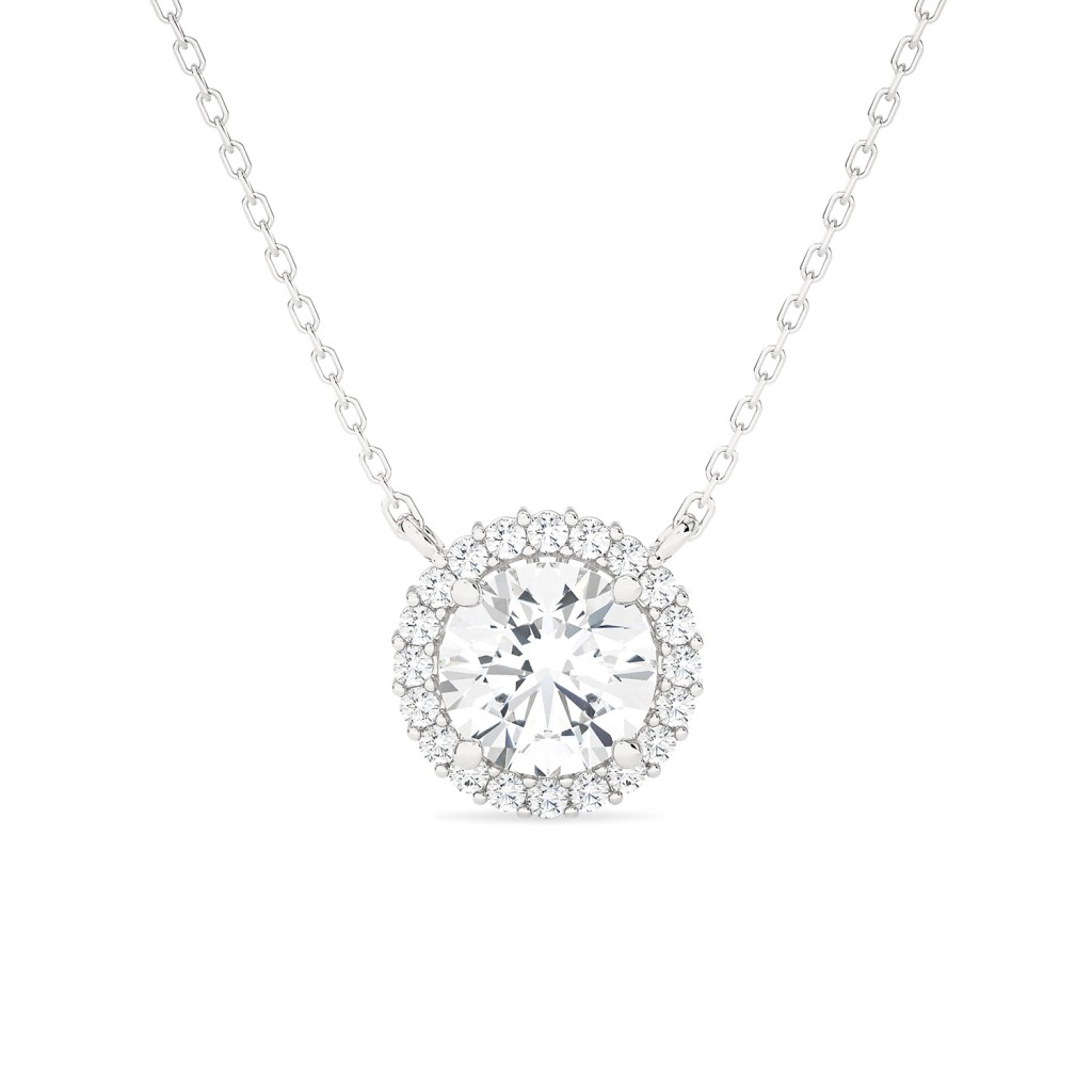 Girocollo Oro Bianco Diamante ~0,7 Carati Lab-Grown E Contorno