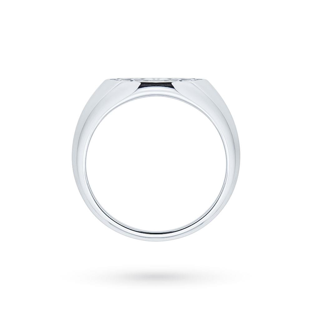  18kt white gold chevalier ring with letter and black and white diamonds - ORO TREND