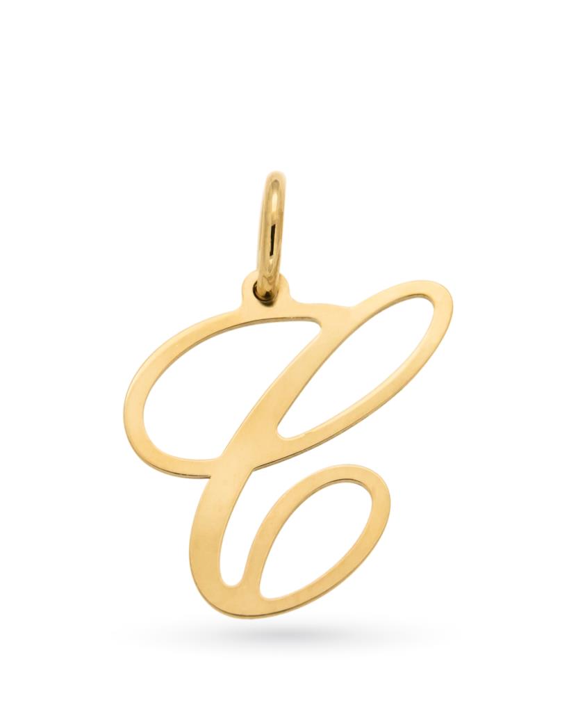 18kt yellow gold pendant with C alphabet letter - UNBRANDED