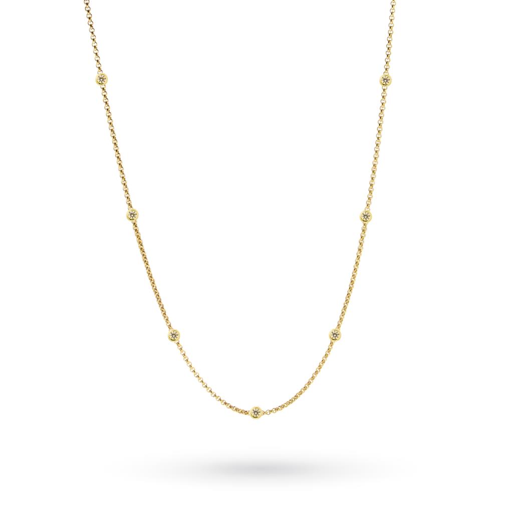 Tiffany style necklace in 18kt yellow gold with cubic zirconia - CICALA