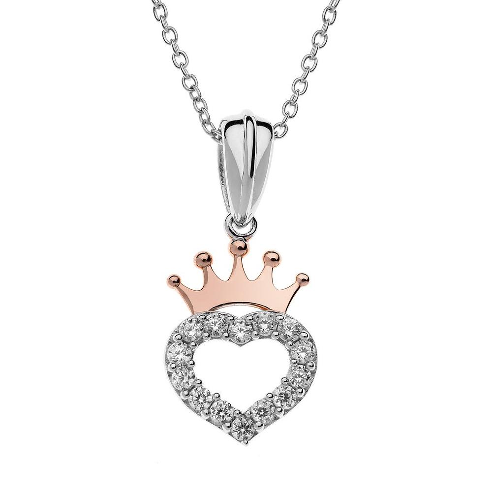  Disney Princess crown heart white crystals children's necklace - DISNEY