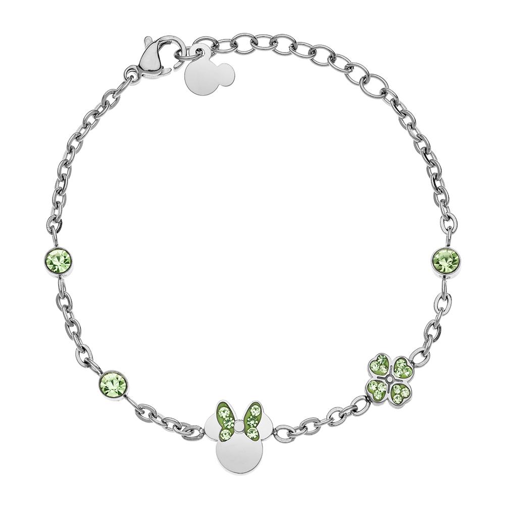 Hypoallergenic Disney Minnie girl bracelet with green crystals - DISNEY