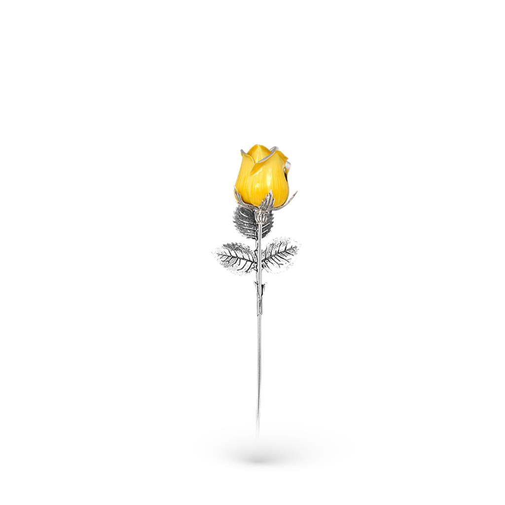 Small yellow rose ornament silver enamel 13mm - GI.RO’ART