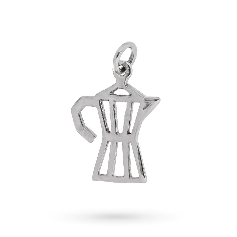 Ciondolo moka oro bianco 18kt liscio lucido - LUSSO ITALIANO