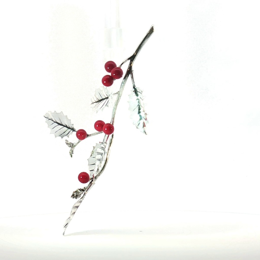 Agrifoglio&nbsp;Piccolo&nbsp;6&nbsp;Foglie Palline Smaltate Rosse - SATURNO