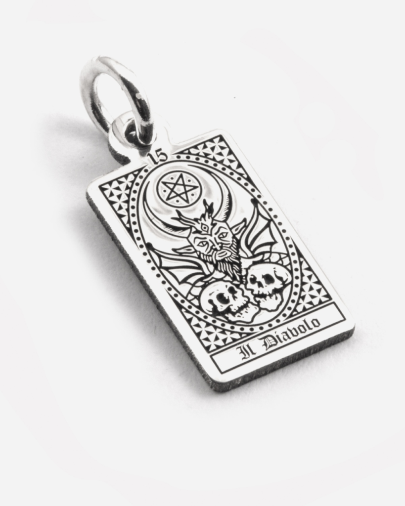 Ciondolo Carta Tarocchi Il Diavolo in argento 925 Grande