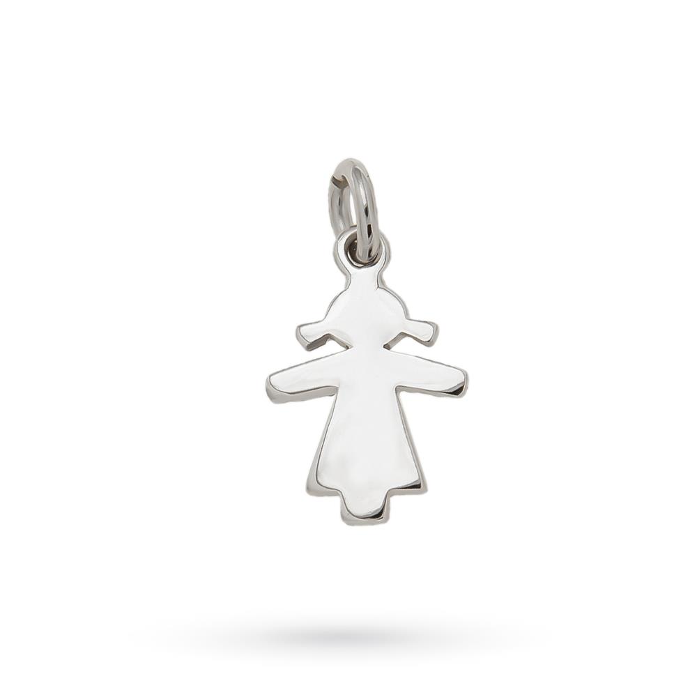 Ciondolo bimba vestitino oro bianco 18kt pav&egrave; diamanti - LUSSO ITALIANO