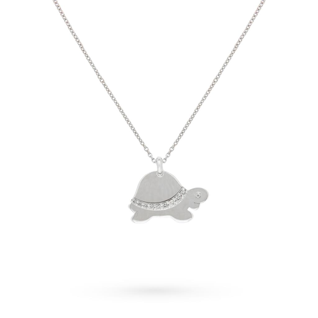 White gold turtle pendant necklace with 0.07 ct diamonds - LUSSO ITALIANO