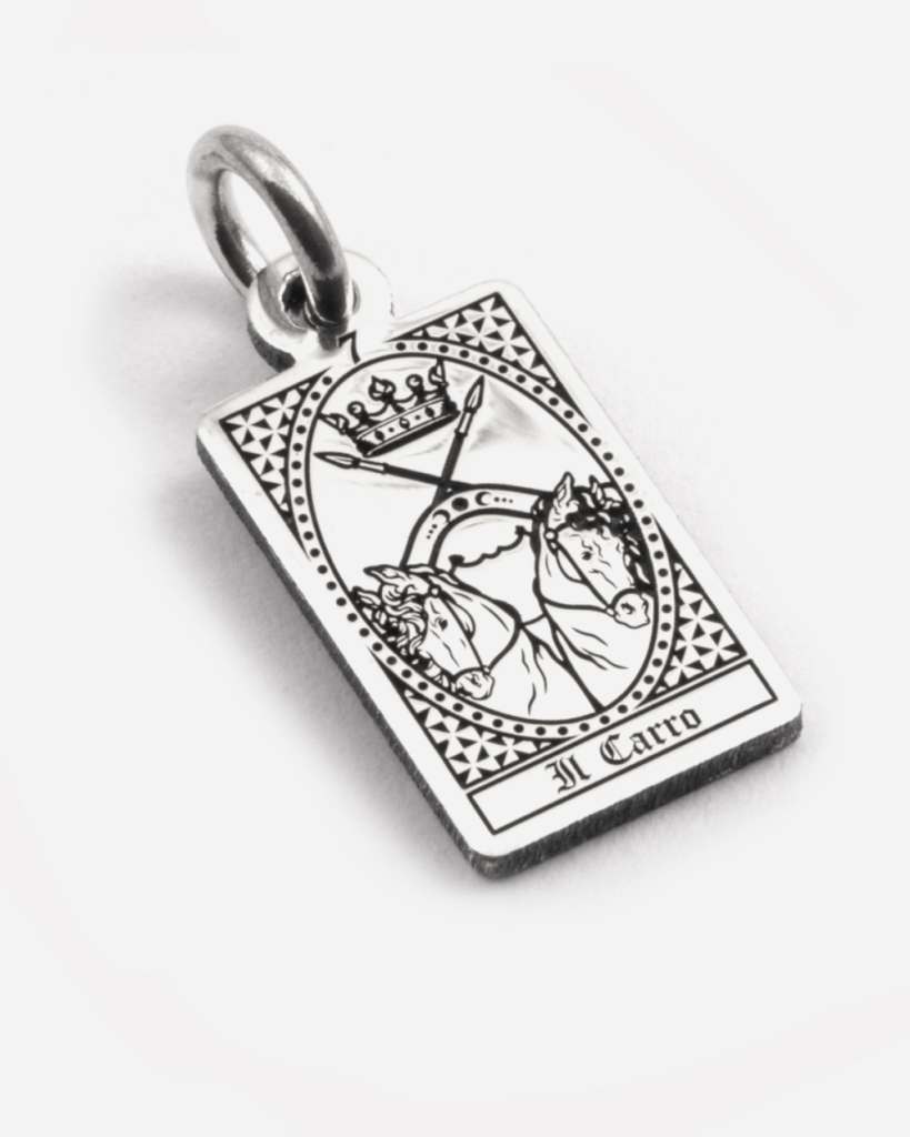 Ciondolo Carta Tarocchi Il Carro in argento 925 Grande