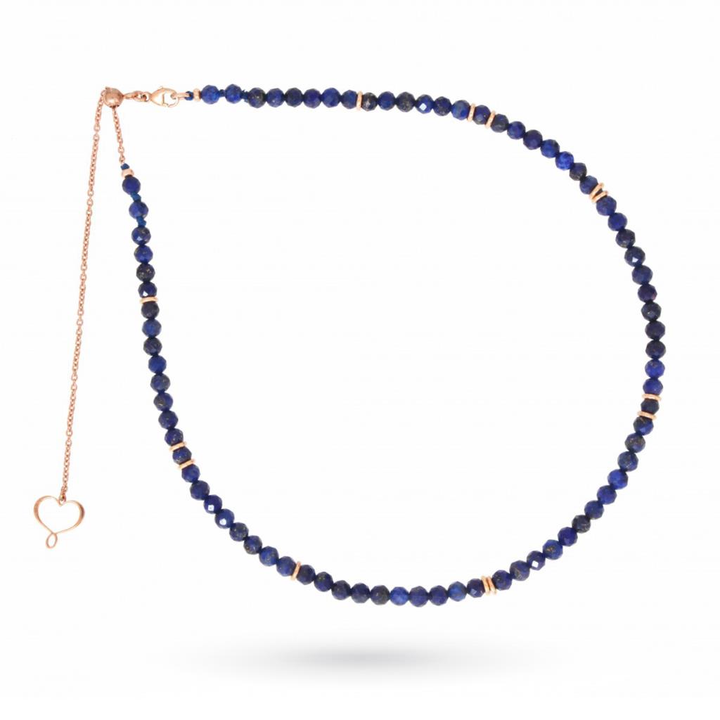 Choker with lapis lazuli in 925 silver rose gold plated - MAMAN ET SOPHIE