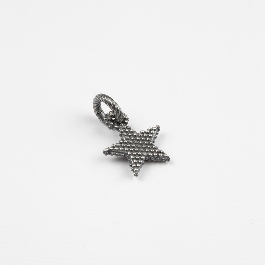 Nove25 burnished silver dotted star charm pendant - NOVE25