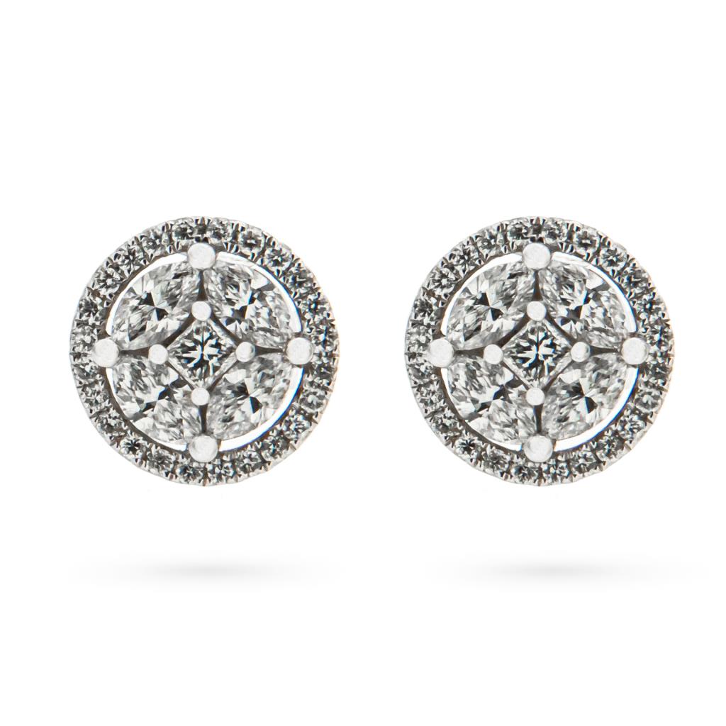 Orecchini oro diamanti carrè navette brillanti 1,03ct - LUSSO ITALIANO