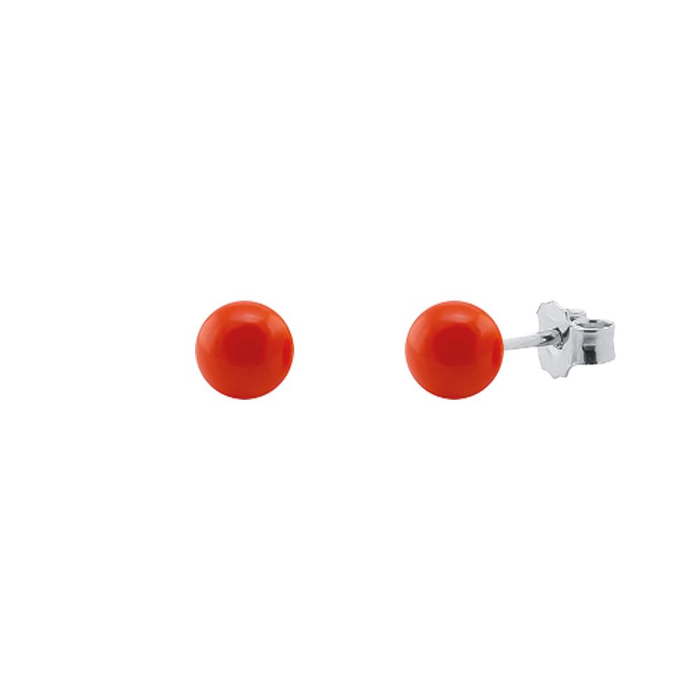 Earrings with Mediterranean red coral Ø 6,00 mm - COSCIA
