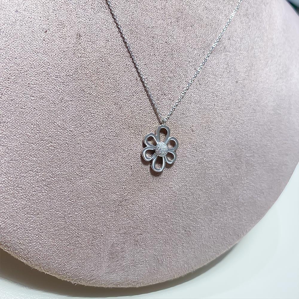  Giorgio Visconti white gold flower necklace with diamonds - GIORGIO VISCONTI