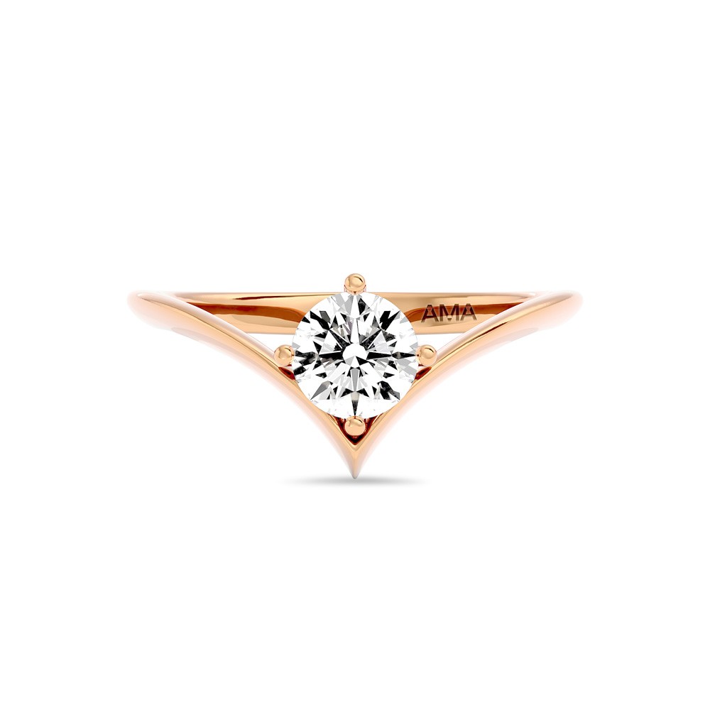 Anello sottile in oro rosa con diamante lab grown