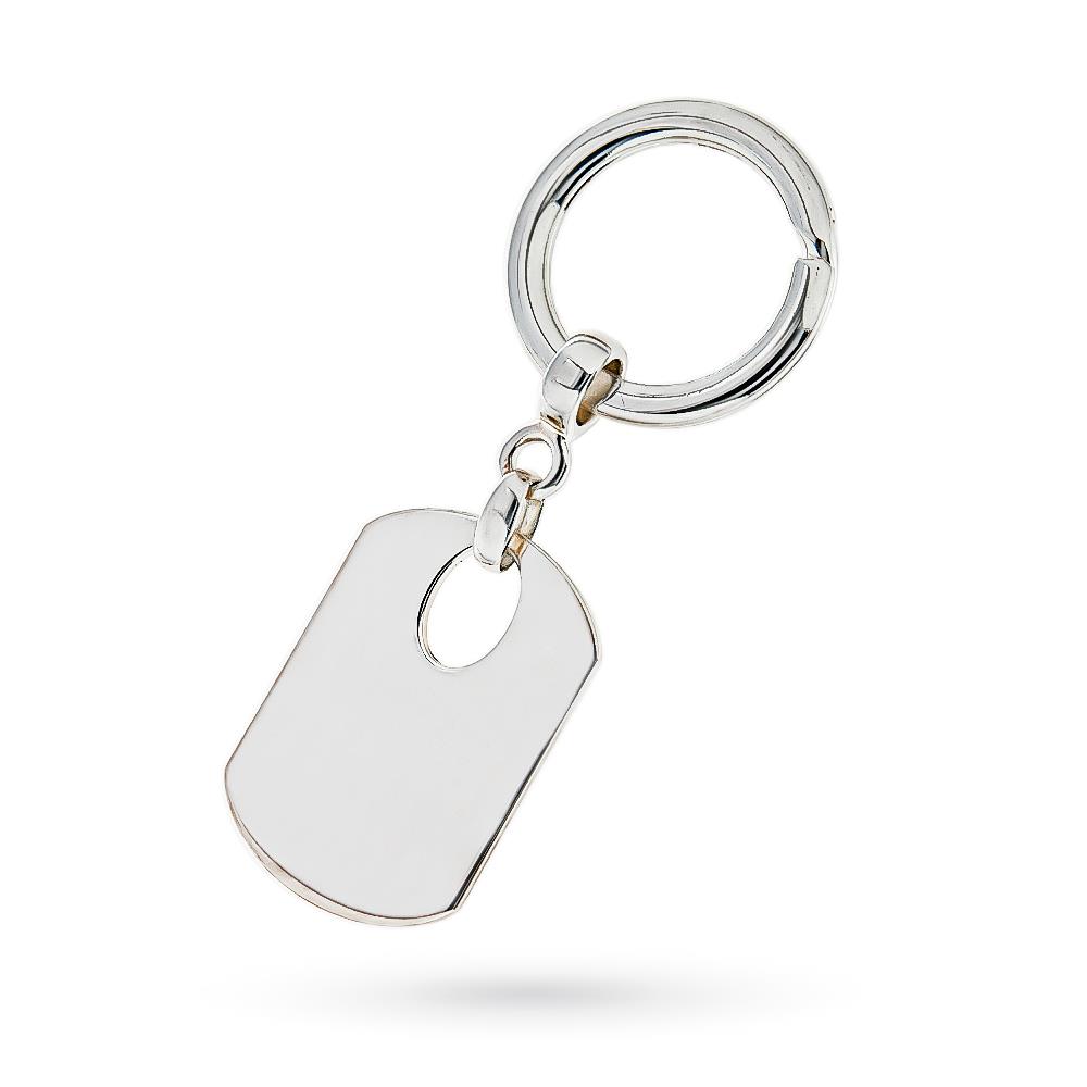 925 silver keychain rectangular plate with rounded edges - LUSSO ITALIANO
