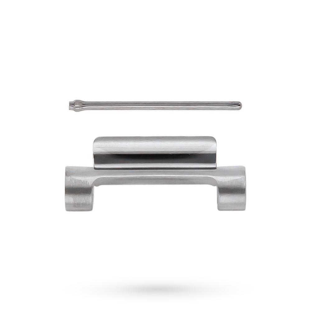 Elemento in acciaio per estensione bracciali di orologi