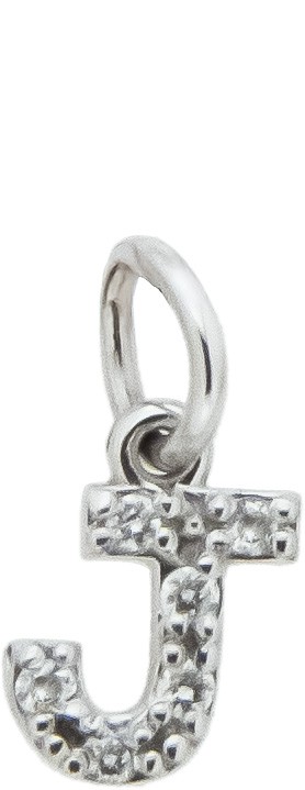 Ciondolo iniziale J stampatello h 5,30mm oro bianco diamanti - CICALA