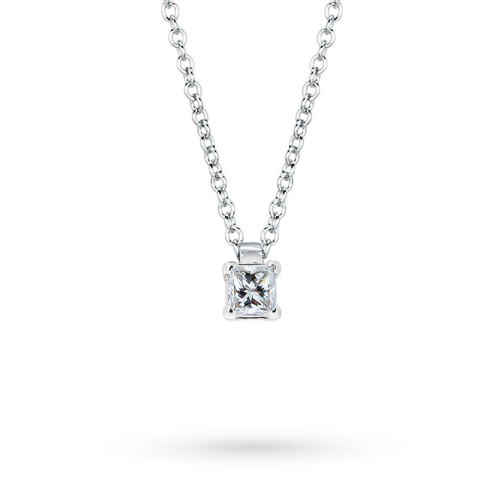 Collana in oro bianco con diamante taglio princess