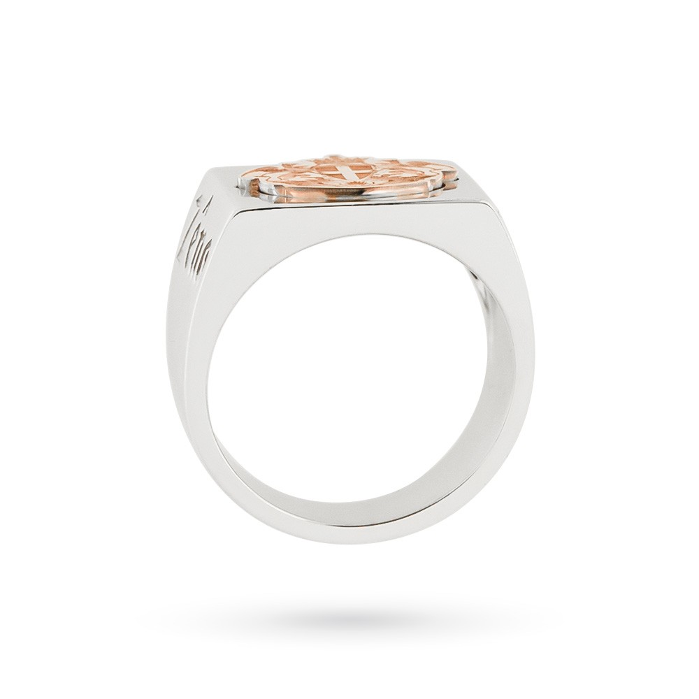  Anello di Genova in argento e oro rosa con stemma ufficiale - CICALA