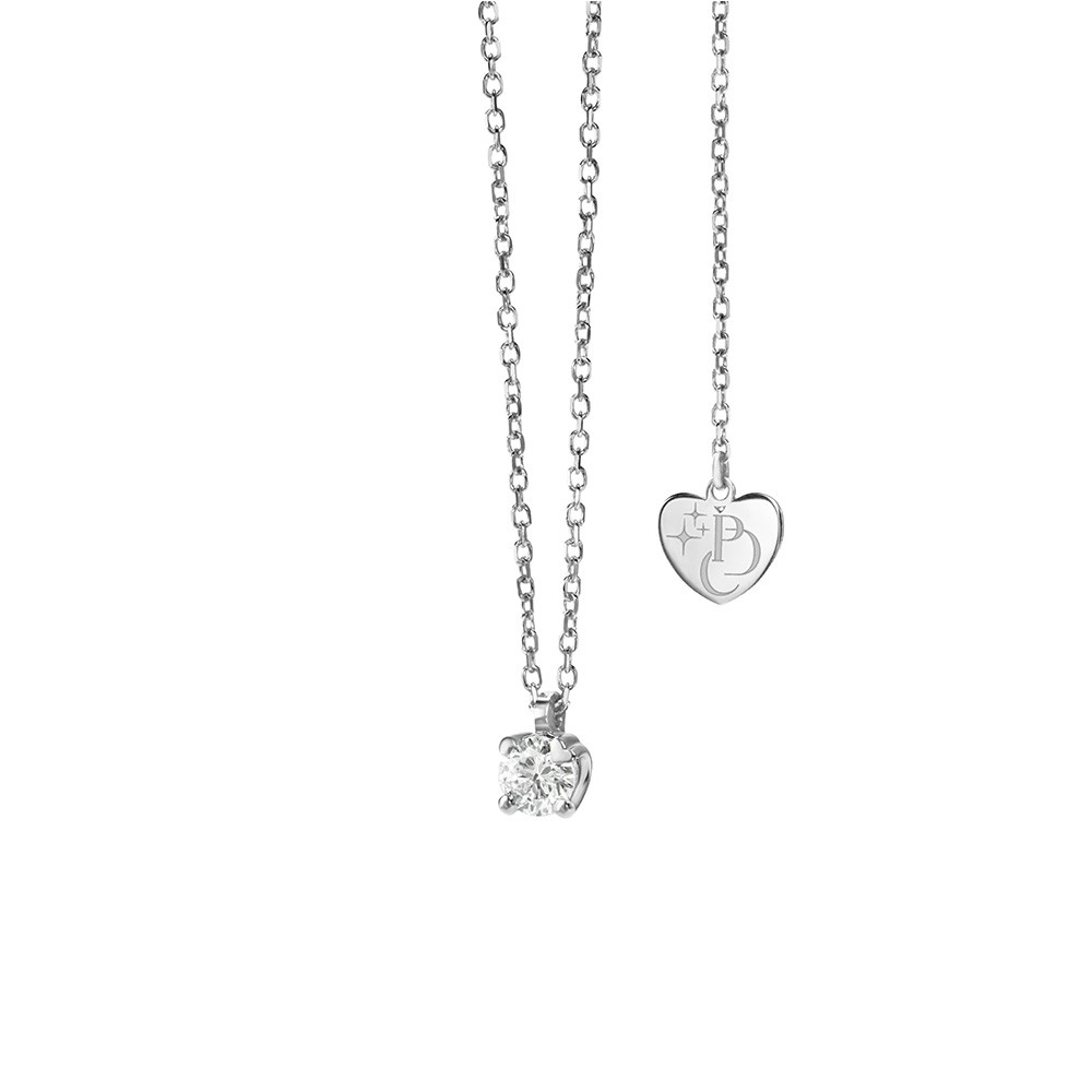 Girocollo punto luce valentino oro bianco griff cuore 0,20 ct - PER DIRTI CHE