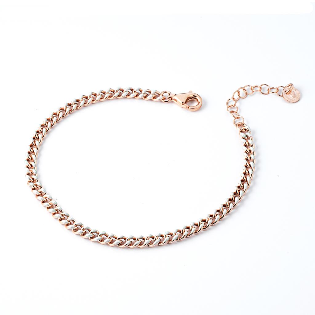 Bracciale maglia groumette in argento e smalto bianco - MARCELLO PANE