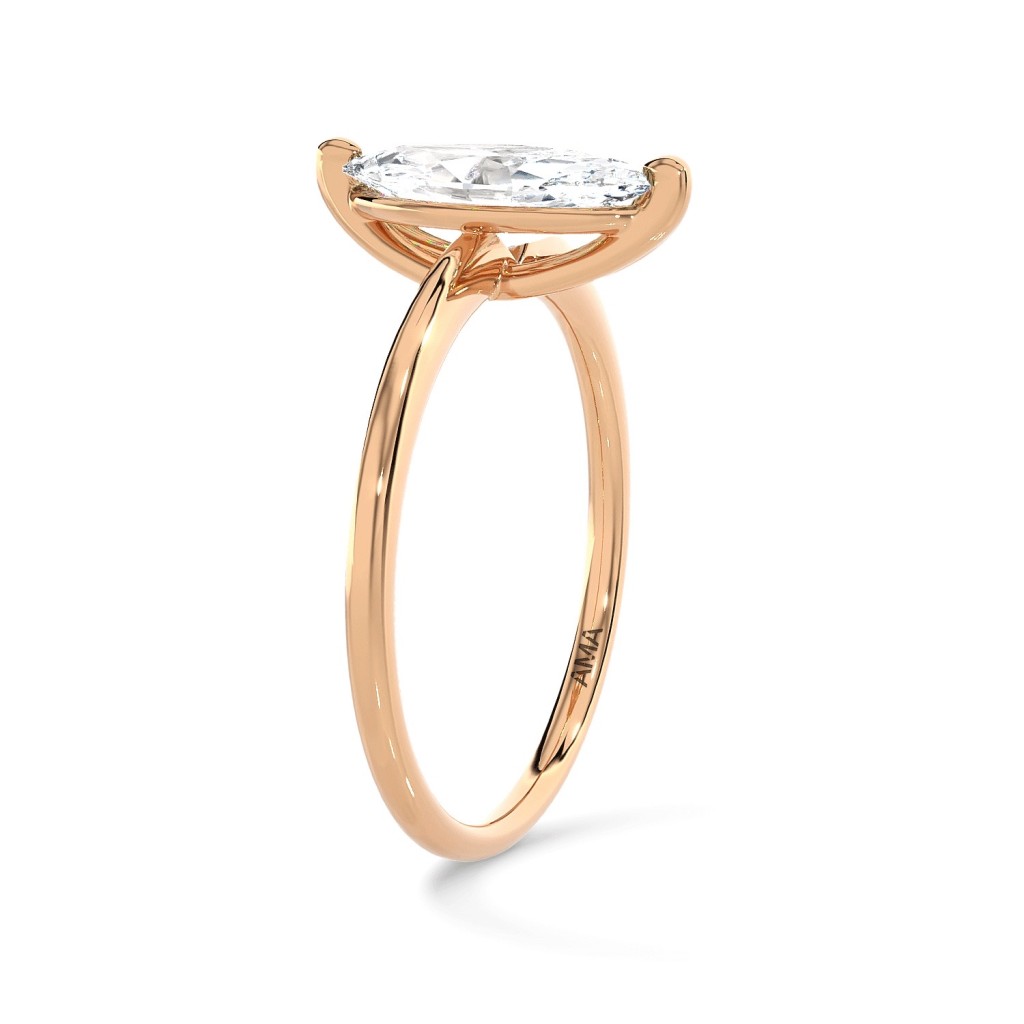Anello oro rosa con diamante marquise 1,5 Carati Lab-Grown - AMA