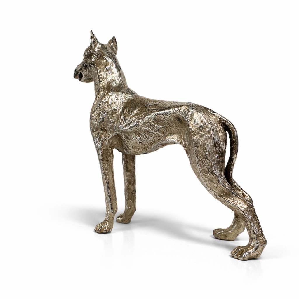 Statua cane Alano in argento 800 &ndash; Scultura decorativa 12 cm - 
