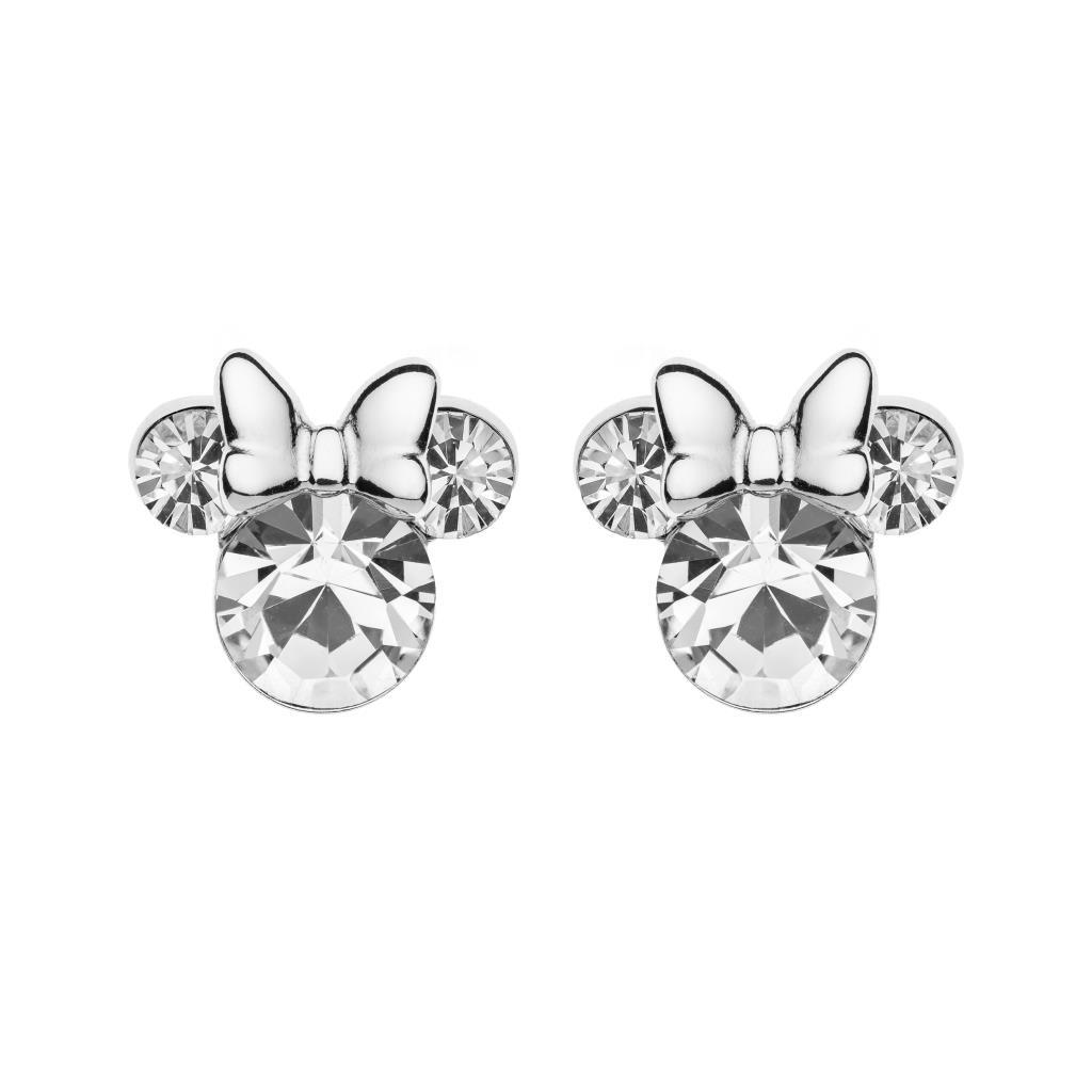 Disney Minnie Kids Earrings Silver White Crystal - DISNEY