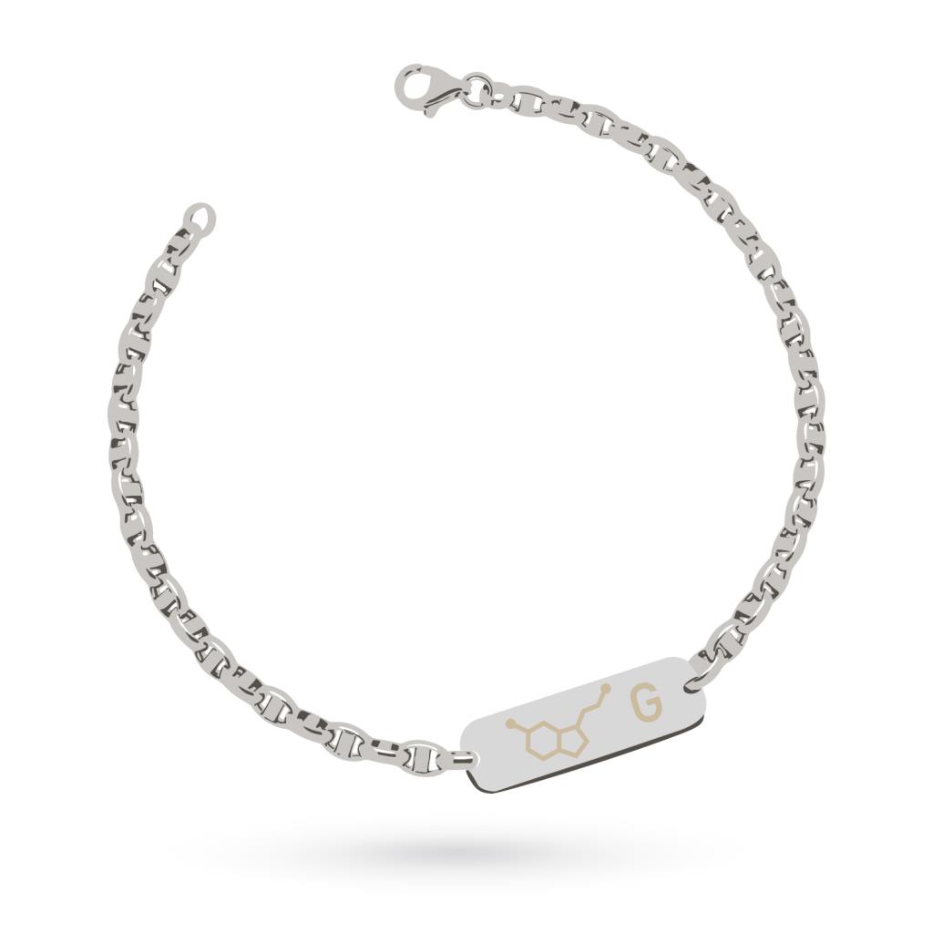 Silver and gold bracelet Seratonin molecule and letter G - CICALA